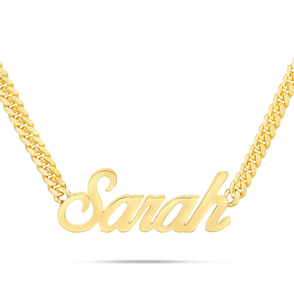 Custom Solid Gold Name Necklace, Small - Shyne Jewelers Yellow Gold 10KT Birds of Paradise Shyne Jewelers