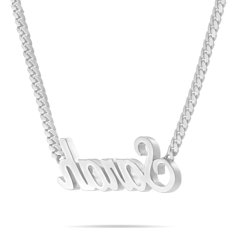 Custom Solid Gold Name Necklace, Small - Shyne Jewelers White Gold 10KT Birds of Paradise Shyne Jewelers