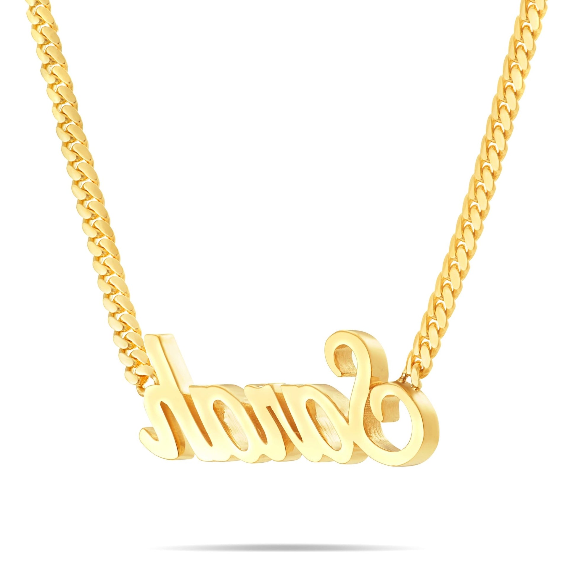 Custom Solid Gold Name Necklace, Small - Shyne Jewelers Yellow Gold 10KT Birds of Paradise Shyne Jewelers