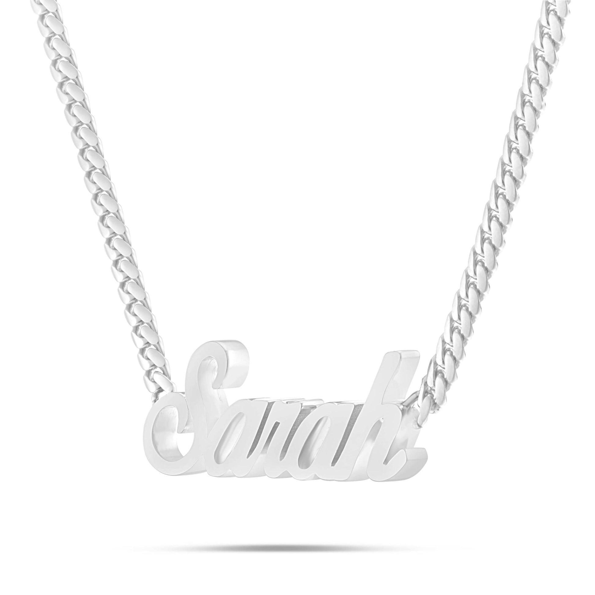 Custom Solid Gold Name Necklace, Small - Shyne Jewelers White Gold 10KT Birds of Paradise Shyne Jewelers