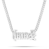 Custom Solid Gold Name Necklace, Small - Shyne Jewelers White Gold 10KT Olde English Shyne Jewelers
