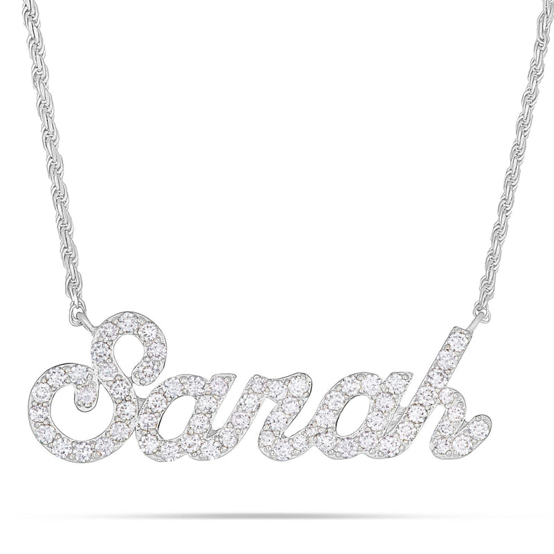 Customizable Diamond Name Necklace Large - Shyne Jewelers White Gold 10KT Shyne Jewelers