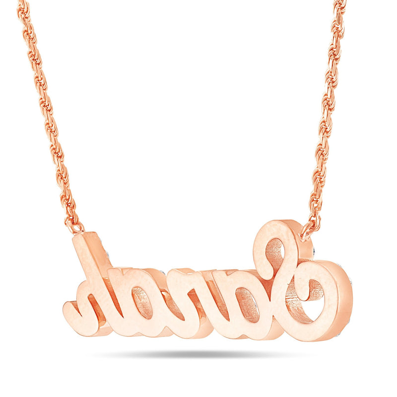 Customizable Diamond Name Necklace Large - Shyne Jewelers Rose Gold 10KT Shyne Jewelers