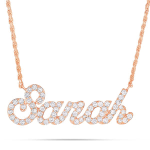 Customizable Diamond Name Necklace Large - Shyne Jewelers Rose Gold 10KT Shyne Jewelers