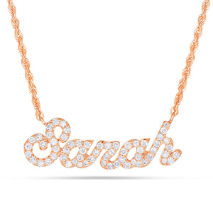 Customizable Diamond Name Necklace Medium - Shyne Jewelers Rose Gold 10KT Shyne Jewelers