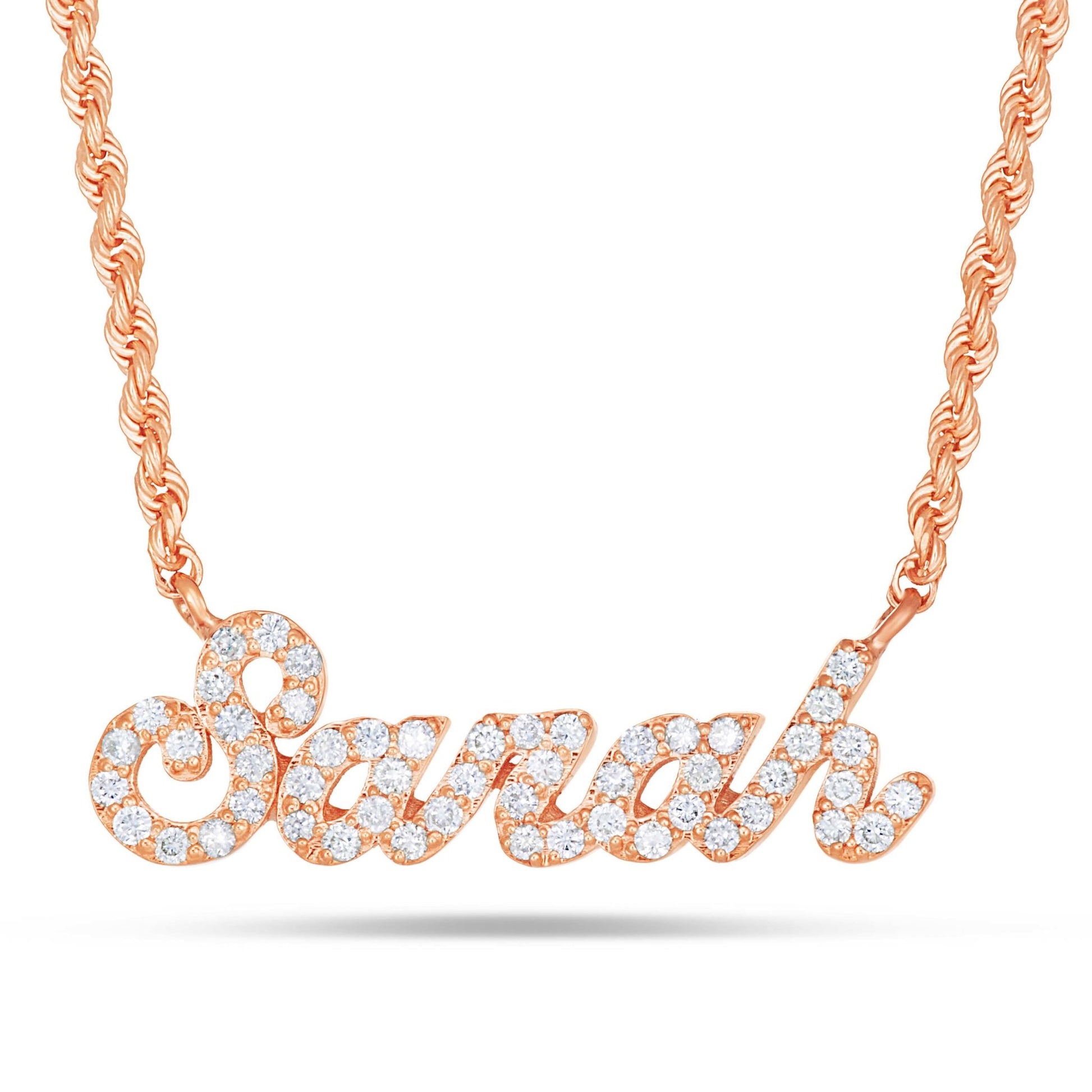 Customizable Diamond Name Necklace Small - Shyne Jewelers Rose Gold 10KT Shyne Jewelers