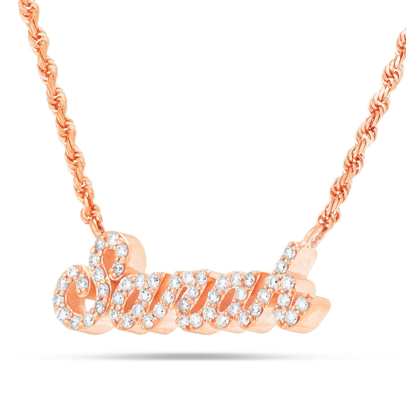 Customizable Diamond Name Necklace Small - Shyne Jewelers Rose Gold 10KT Shyne Jewelers