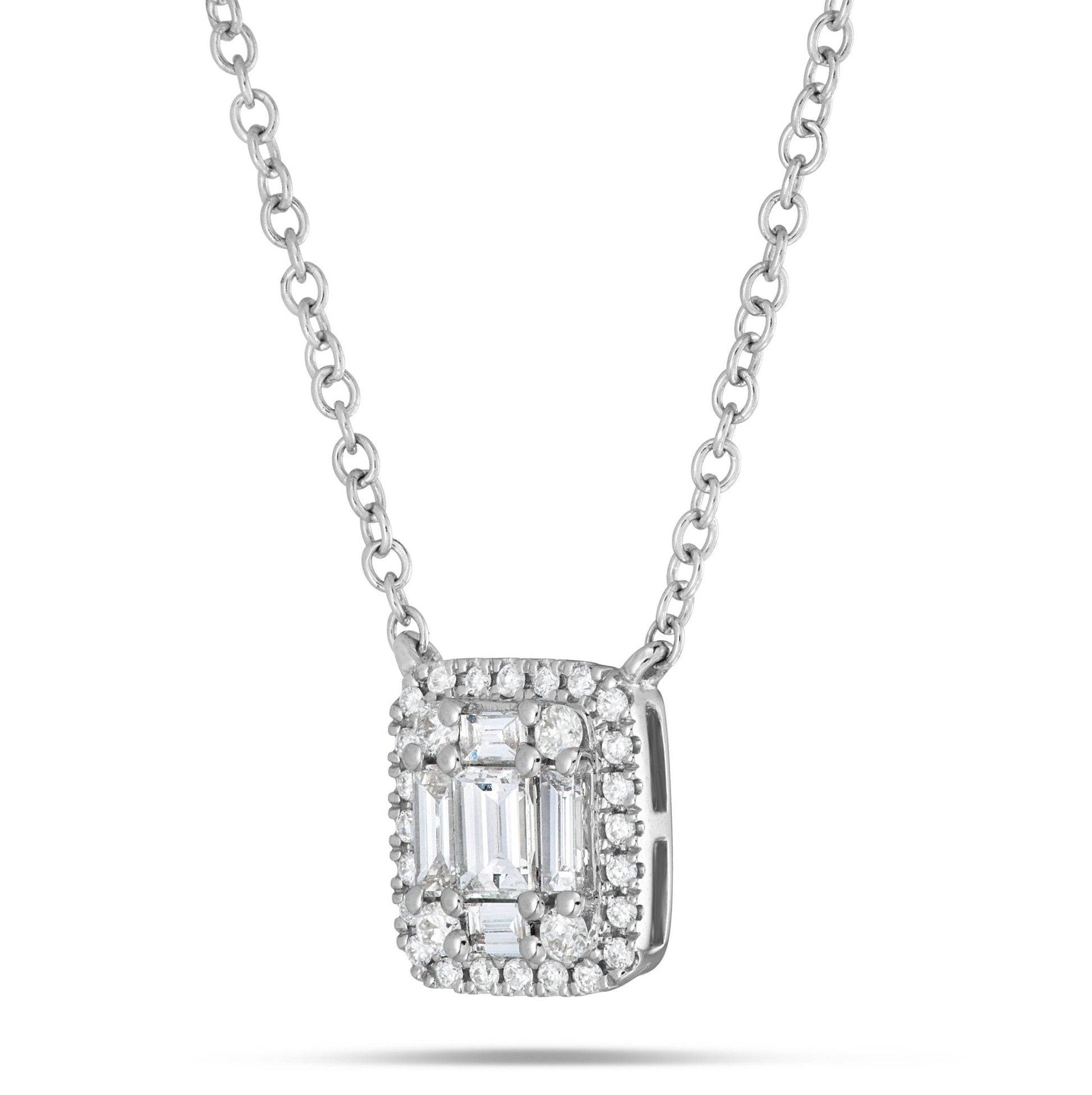 Diamond Baguette Cluster Necklace - Shyne Jewelers Shyne Jewelers