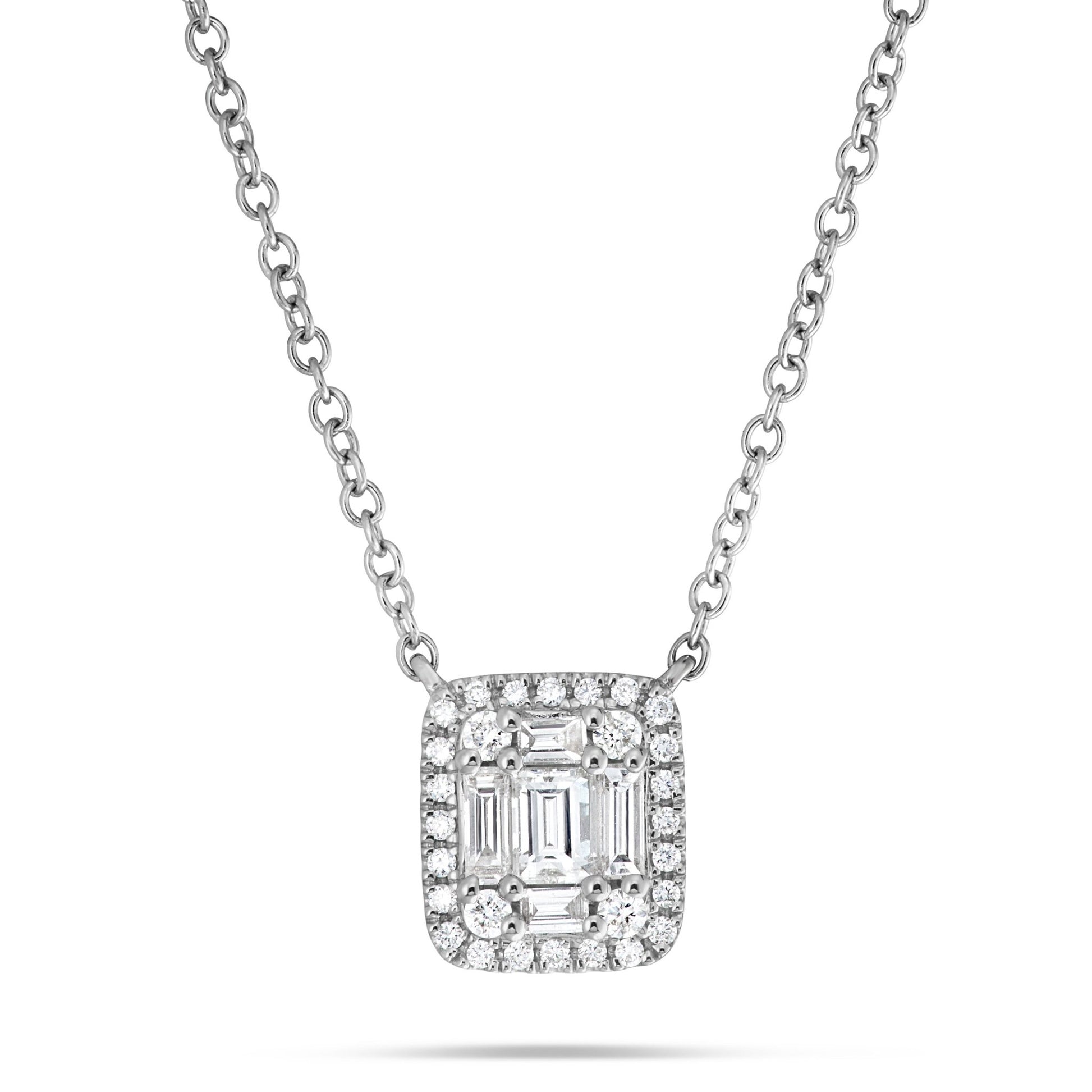 Diamond Baguette Cluster Necklace - Shyne Jewelers Shyne Jewelers