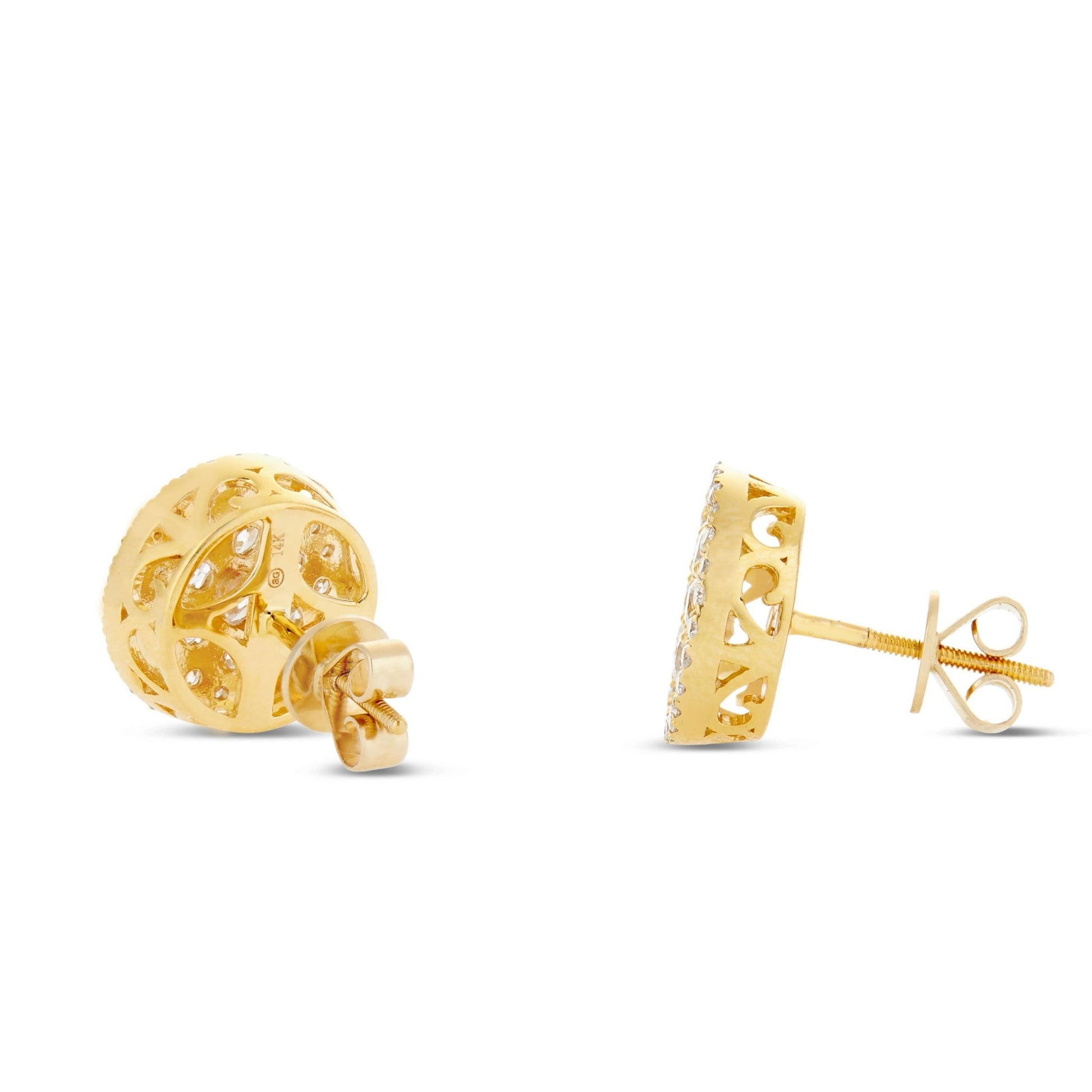 Diamond Circle Cluster Stud Earrings - Shyne Jewelers 150-00589 Yellow Gold Shyne Jewelers