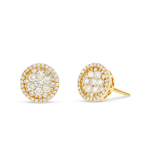 Diamond Circle Cluster Stud Earrings - Shyne Jewelers 150-00588 Yellow Gold Shyne Jewelers