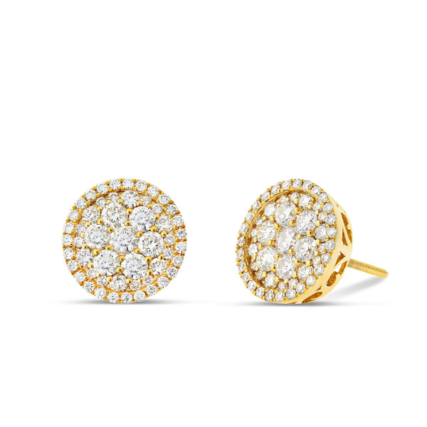 Diamond Circle Cluster Stud Earrings - Shyne Jewelers 150-00589 Yellow Gold Shyne Jewelers
