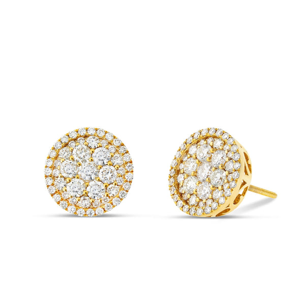 Diamond Circle Cluster Stud Earrings - Shyne Jewelers 150-00589 Yellow Gold Shyne Jewelers