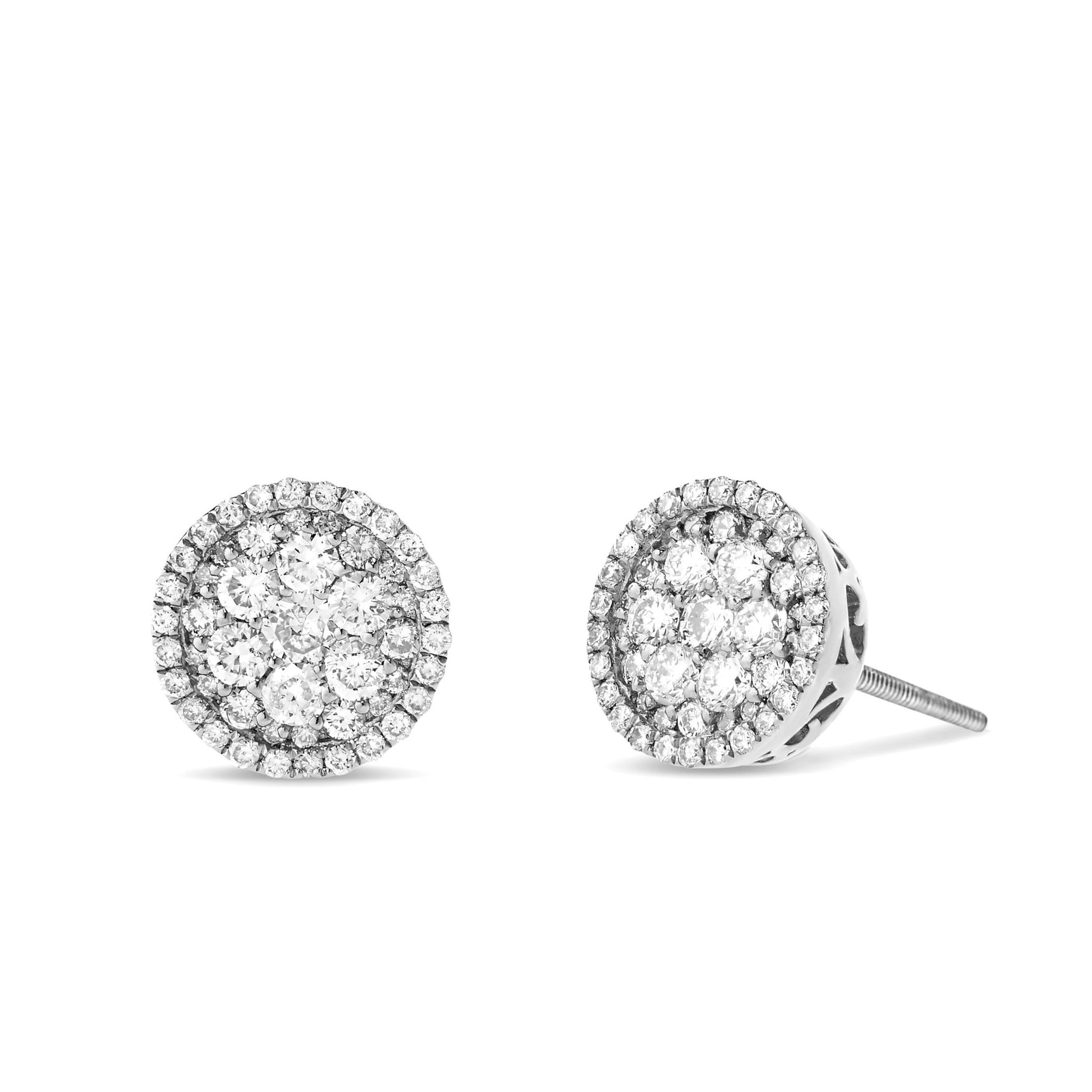 Diamond Circle Cluster Stud Earrings - Shyne Jewelers 150-00588 White Gold Shyne Jewelers