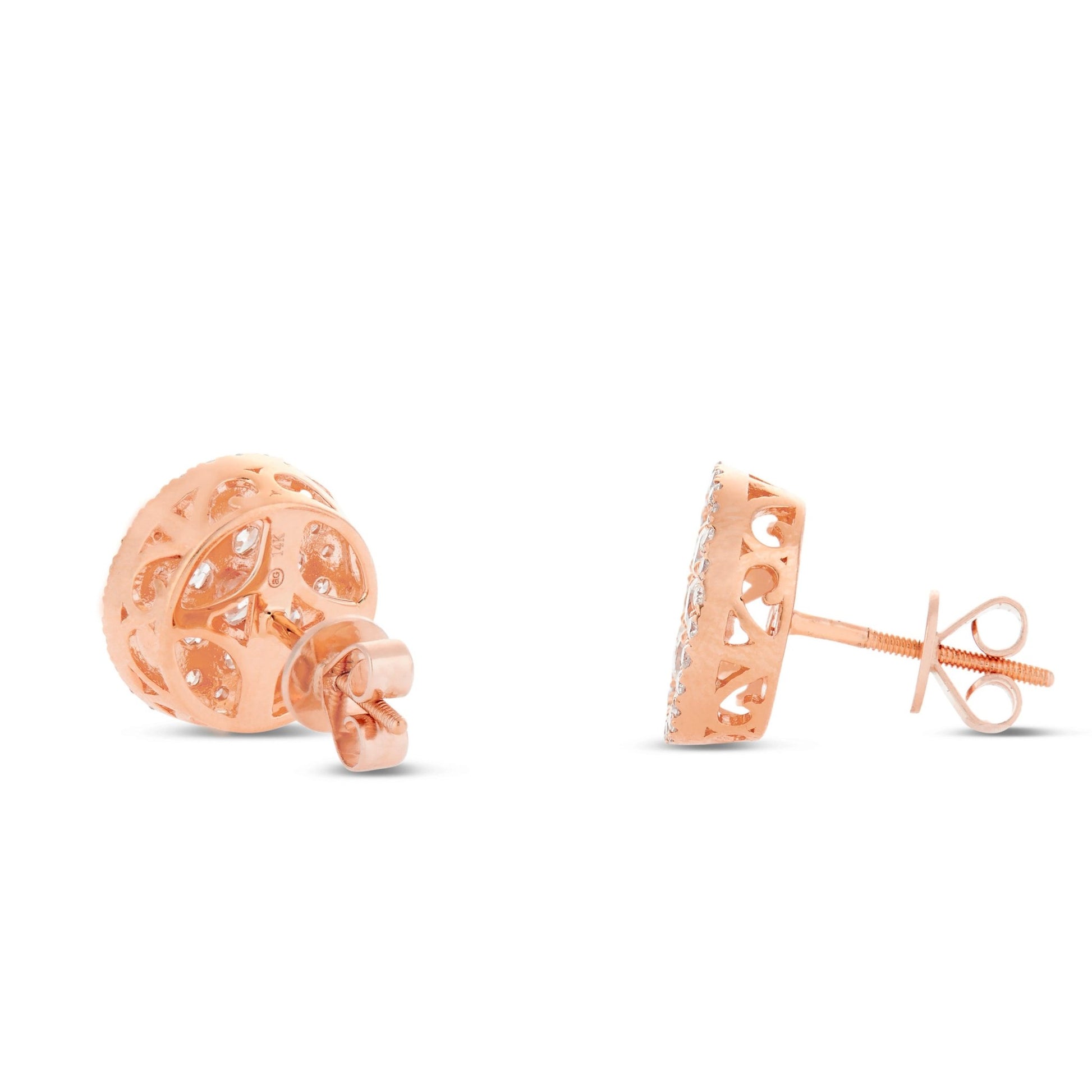Diamond Circle Cluster Stud Earrings - Shyne Jewelers 150-00589 Rose Gold Shyne Jewelers
