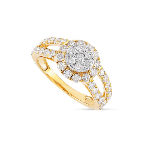 Diamond Cluster Circle Engagement Ring - Shyne Jewelers 100-00370 Yellow Gold Shyne Jewelers