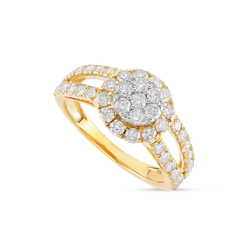 Diamond Cluster Circle Engagement Ring - Shyne Jewelers 100-00370 Yellow Gold Shyne Jewelers