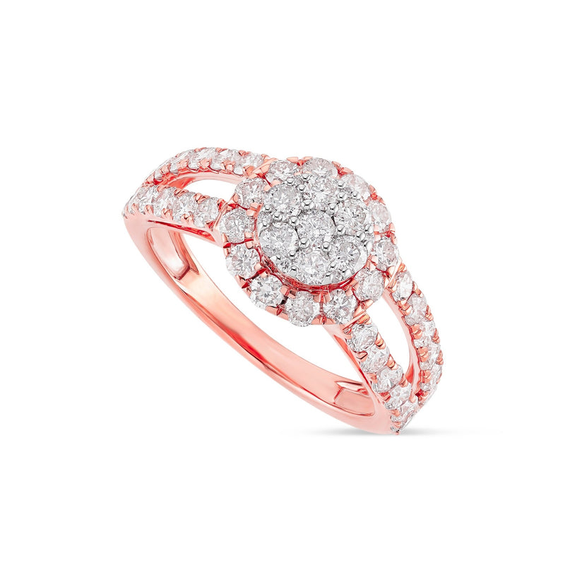 Diamond Cluster Circle Engagement Ring - Shyne Jewelers 100-00370 Rose Gold Shyne Jewelers