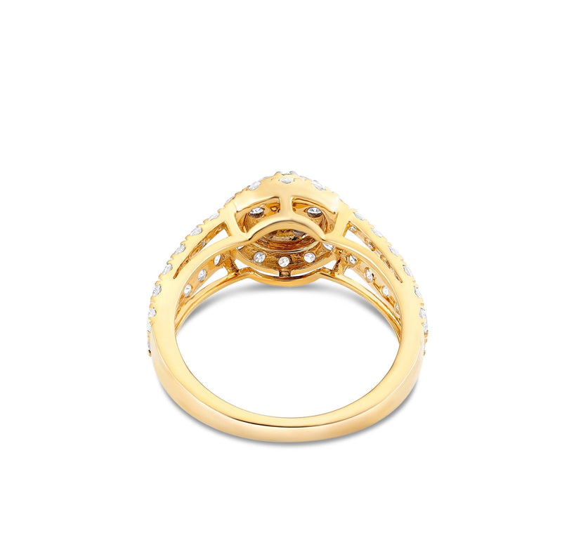 Diamond Cluster Circle Engagement Ring - Shyne Jewelers 100-00370 Yellow Gold Shyne Jewelers