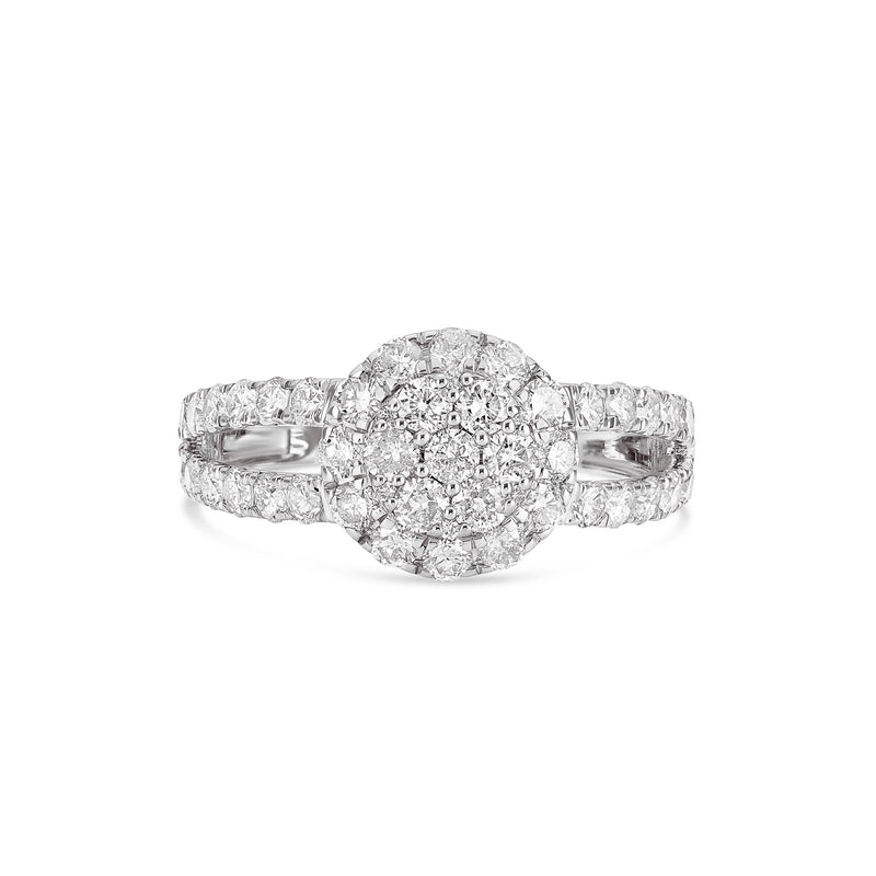 Diamond Cluster Circle Engagement Ring - Shyne Jewelers 100-00370 White Gold Shyne Jewelers