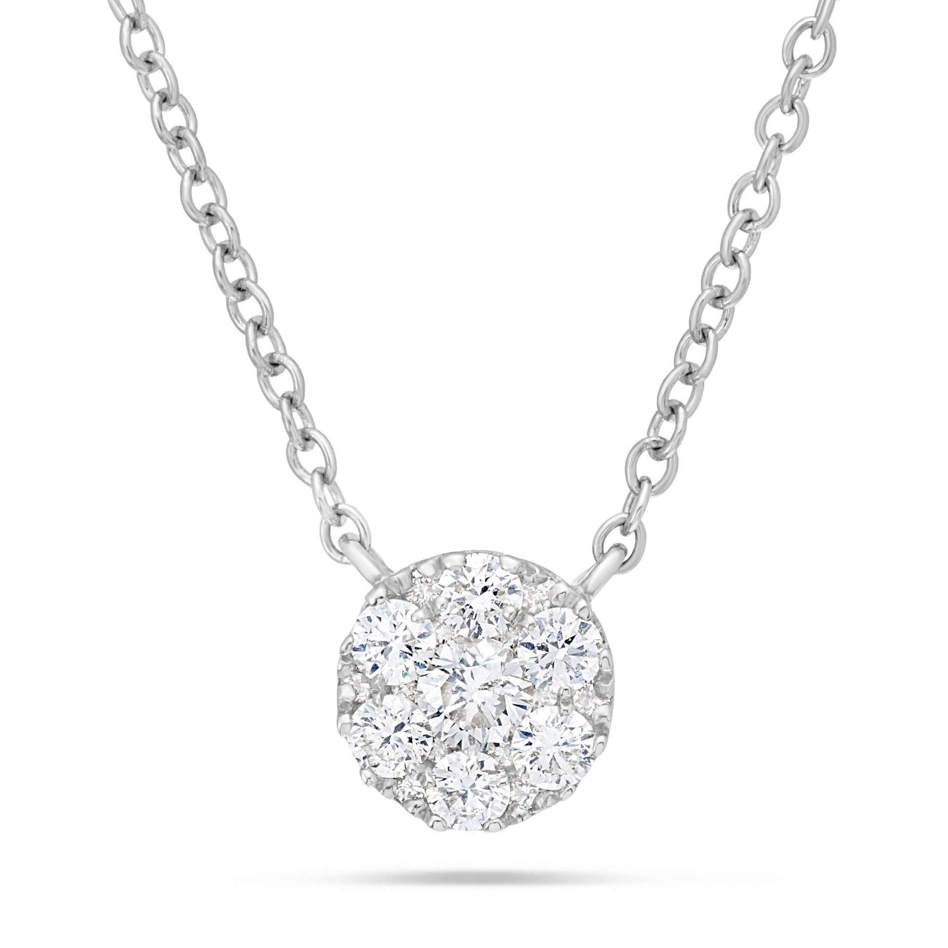 Diamond Cluster Circle Necklace - Shyne Jewelers White Gold Shyne Jewelers