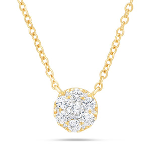 Diamond Cluster Circle Necklace - Shyne Jewelers Yellow Gold Shyne Jewelers