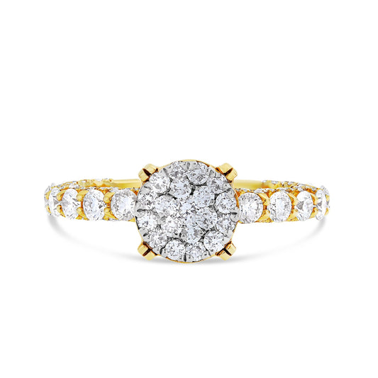 Diamond Cluster Eternity Engagement Ring - Shyne Jewelers 100-00360 Yellow Gold Shyne Jewelers