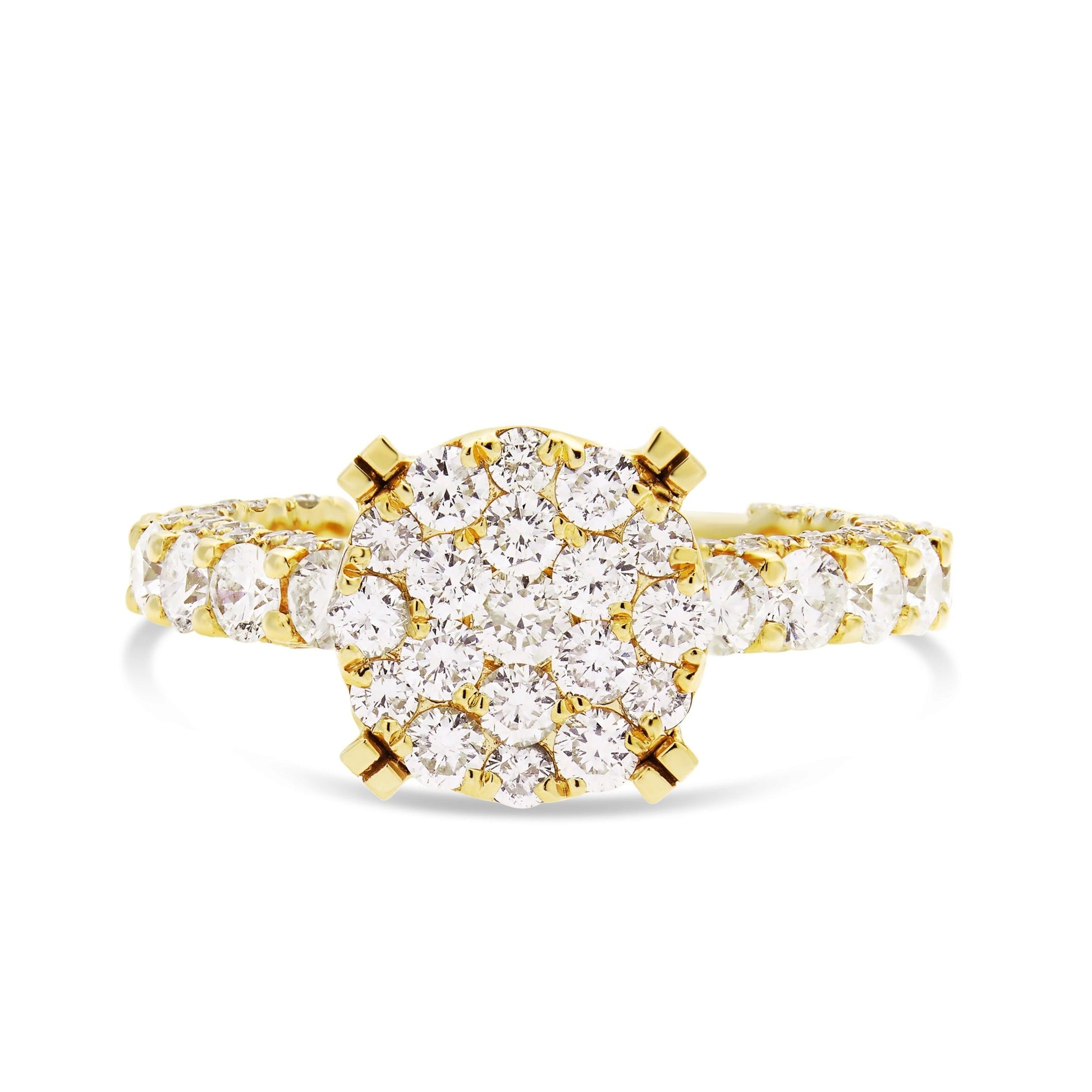 Diamond Cluster Eternity Engagement Ring - Shyne Jewelers 100-00358 Yellow Gold Shyne Jewelers