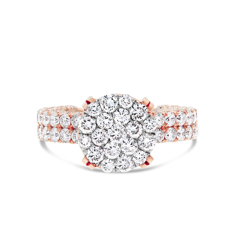 Diamond Cluster Eternity Engagement Ring - Shyne Jewelers 100-00359 Rose Gold Shyne Jewelers