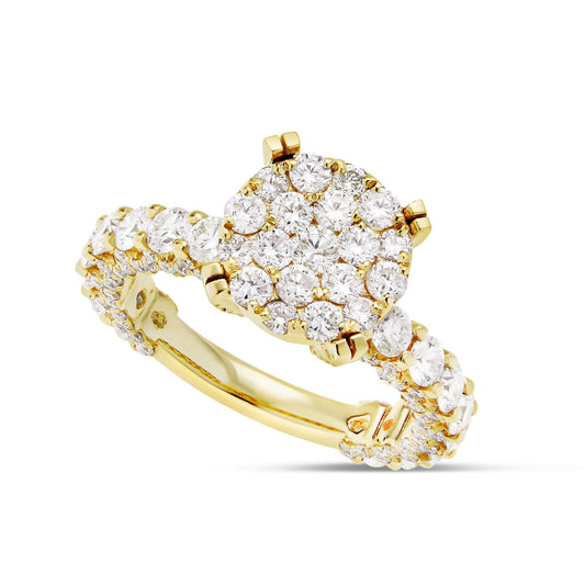 Diamond Cluster Eternity Engagement Ring - Shyne Jewelers 100-00358 Yellow Gold Shyne Jewelers