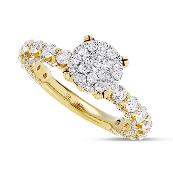 Diamond Cluster Eternity Engagement Ring - Shyne Jewelers 100-00360 Yellow Gold Shyne Jewelers