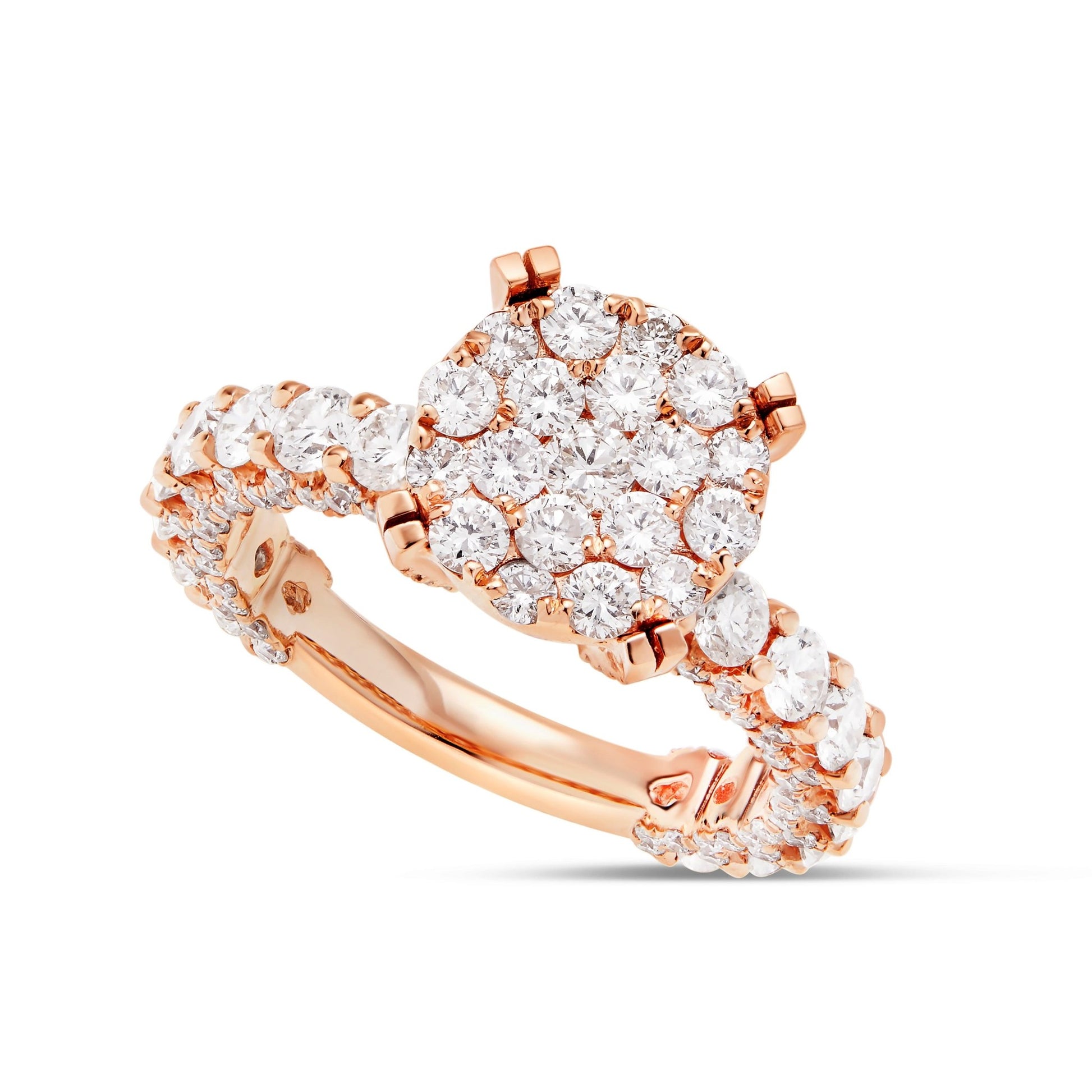 Diamond Cluster Eternity Engagement Ring - Shyne Jewelers 100-00358 Rose Gold Shyne Jewelers