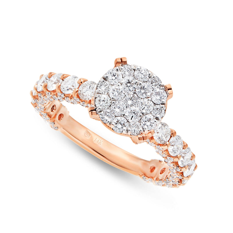 Diamond Cluster Eternity Engagement Ring - Shyne Jewelers 100-00361 Rose Gold Shyne Jewelers