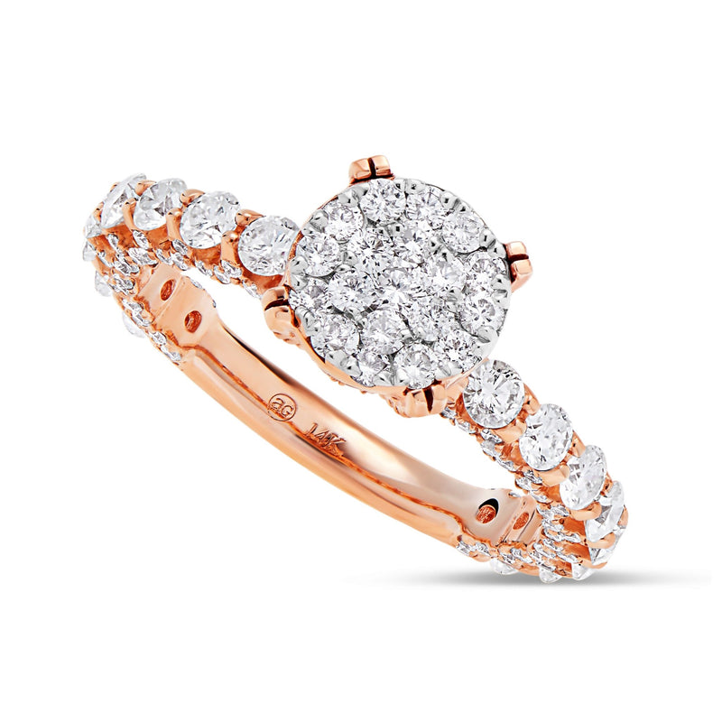 Diamond Cluster Eternity Engagement Ring - Shyne Jewelers 100-00360 Rose Gold Shyne Jewelers