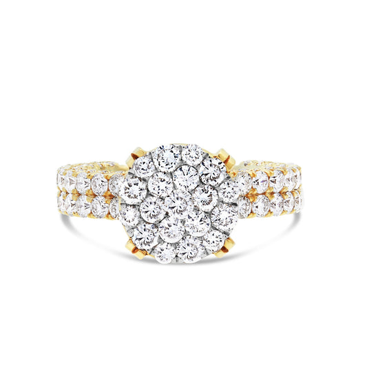 Diamond Cluster Eternity Engagement Ring - Shyne Jewelers 100-00359 Yellow Gold Shyne Jewelers