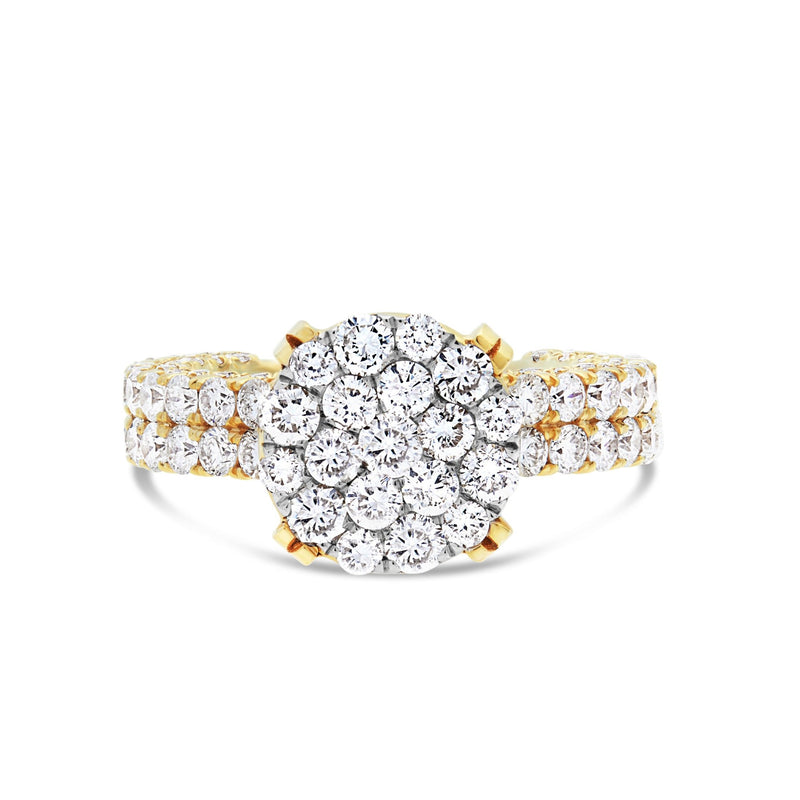 Diamond Cluster Eternity Engagement Ring - Shyne Jewelers 100-00359 Yellow Gold Shyne Jewelers
