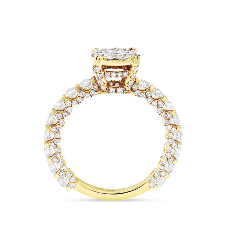 Diamond Cluster Eternity Engagement Ring - Shyne Jewelers 100-00360 Yellow Gold Shyne Jewelers