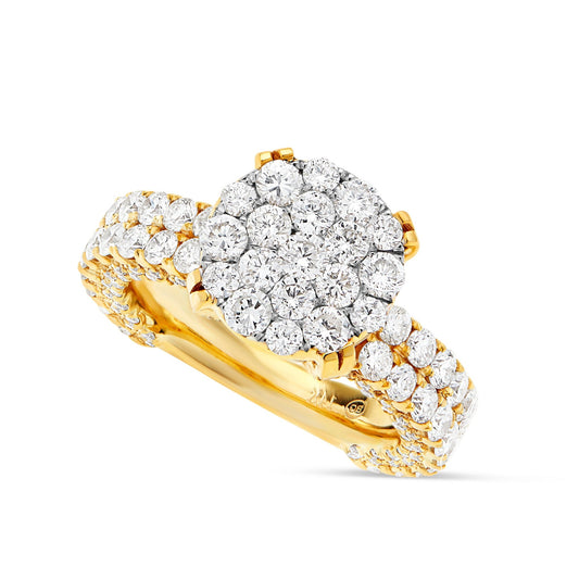 Diamond Cluster Eternity Engagement Ring - Shyne Jewelers 100-00359 Yellow Gold Shyne Jewelers