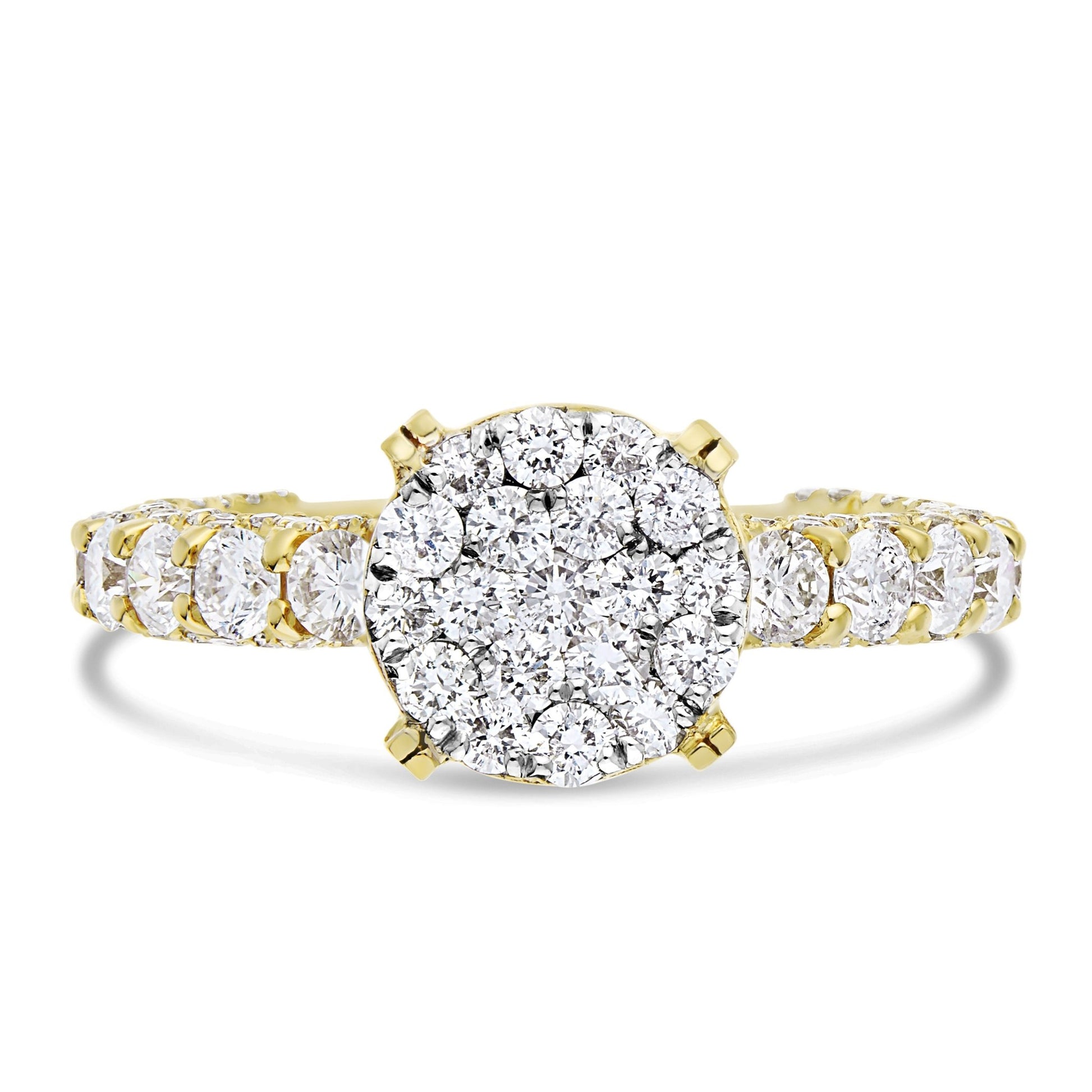 Diamond Cluster Eternity Engagement Ring - Shyne Jewelers 100-00361 Yellow Gold Shyne Jewelers