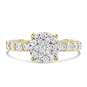 Diamond Cluster Eternity Engagement Ring - Shyne Jewelers 100-00361 Yellow Gold Shyne Jewelers