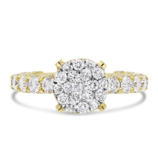 Diamond Cluster Eternity Engagement Ring - Shyne Jewelers 100-00361 Yellow Gold Shyne Jewelers