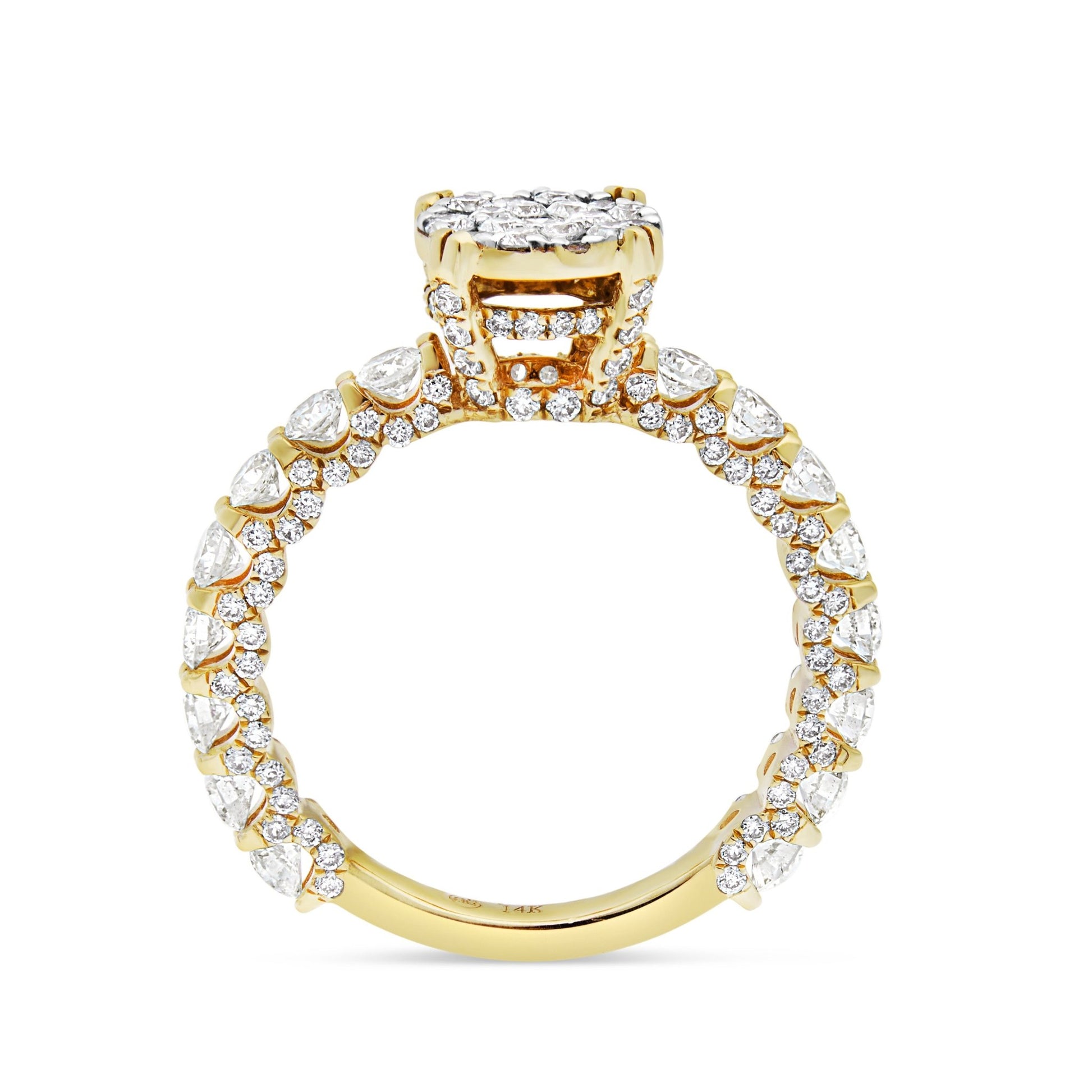 Diamond Cluster Eternity Engagement Ring - Shyne Jewelers 100-00358 Yellow Gold Shyne Jewelers