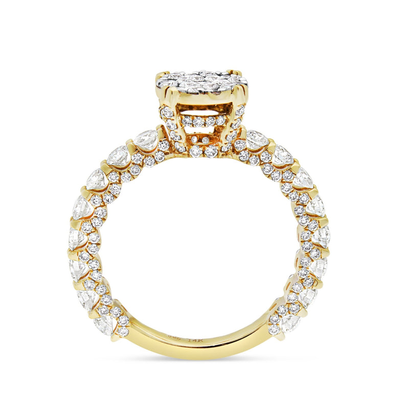 Diamond Cluster Eternity Engagement Ring - Shyne Jewelers 100-00358 Yellow Gold Shyne Jewelers