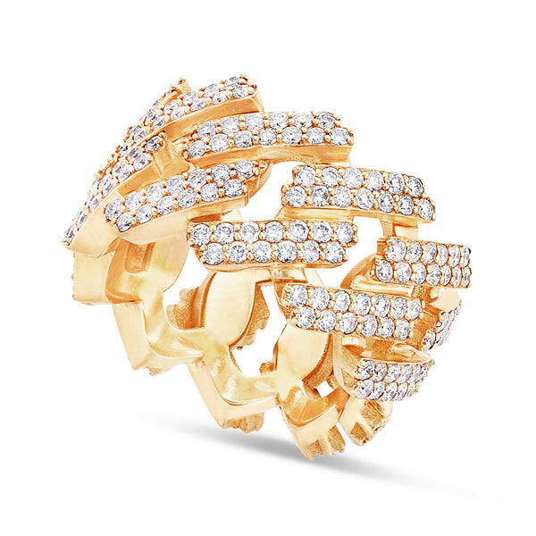 Diamond Cuban Link Ring - Shyne Jewelers 135-00081 Yellow Gold 4 Shyne Jewelers