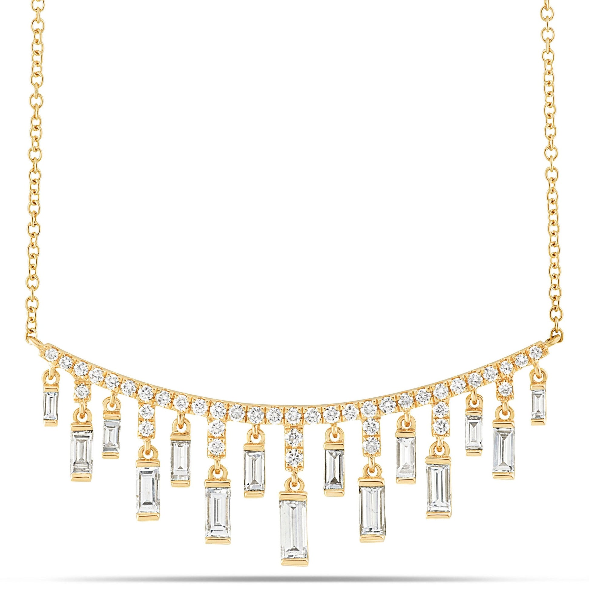 Diamond Curved Bar Drop Necklace - Shyne Jewelers Yellow Gold Shyne Jewelers