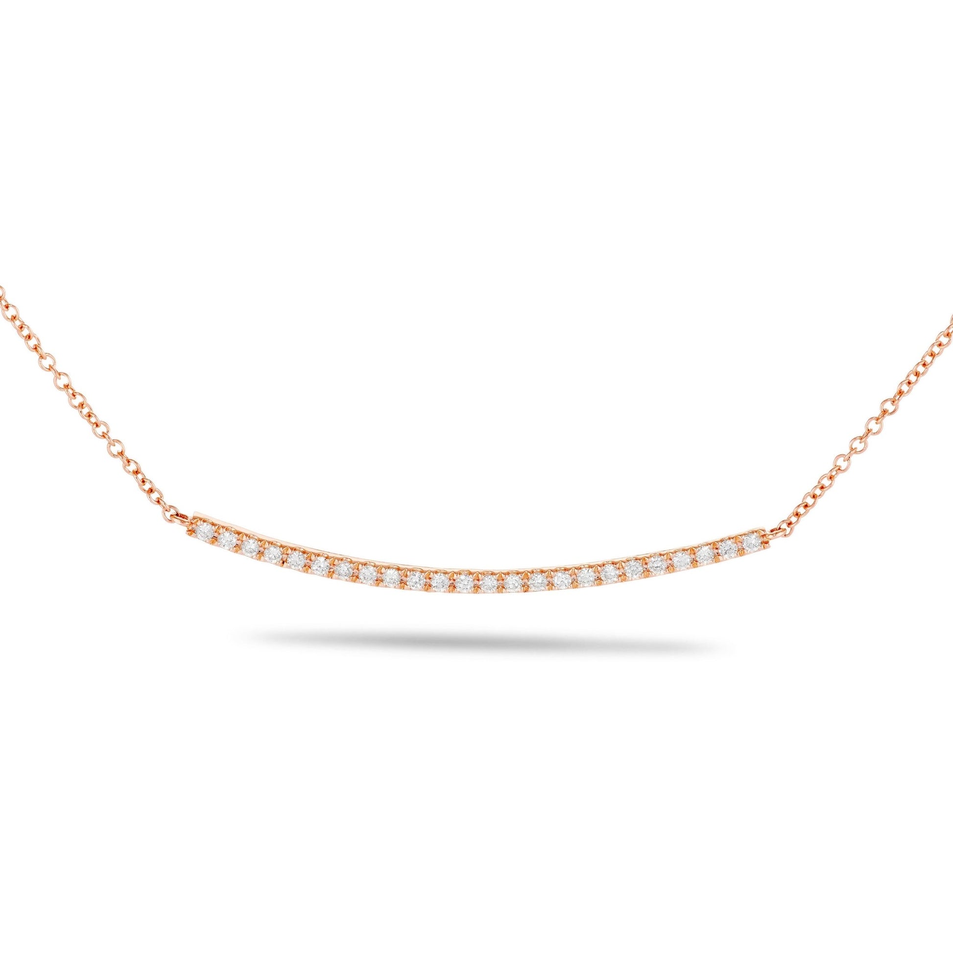Diamond Curved Bar Necklace - Shyne Jewelers 165-00250 Rose Gold Shyne Jewelers