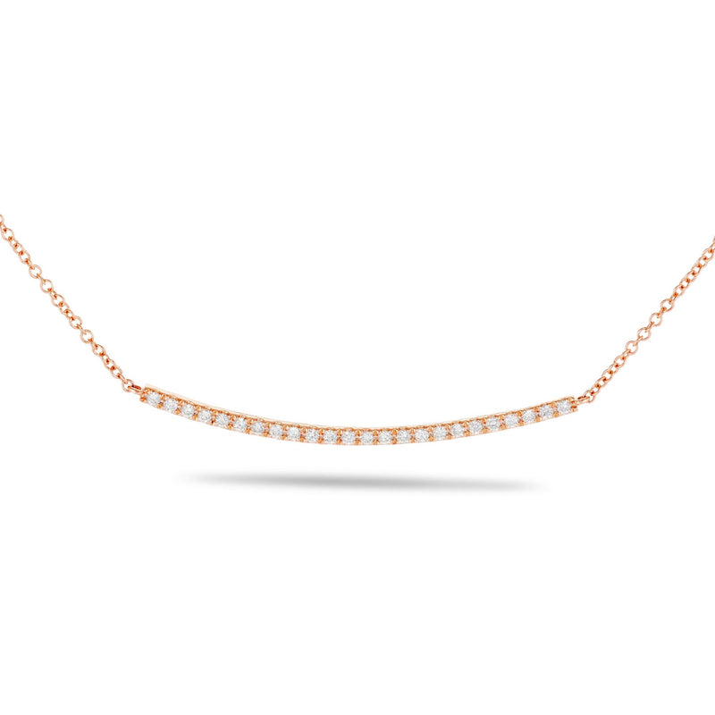 Diamond Curved Bar Necklace - Shyne Jewelers 165-00250 Rose Gold Shyne Jewelers