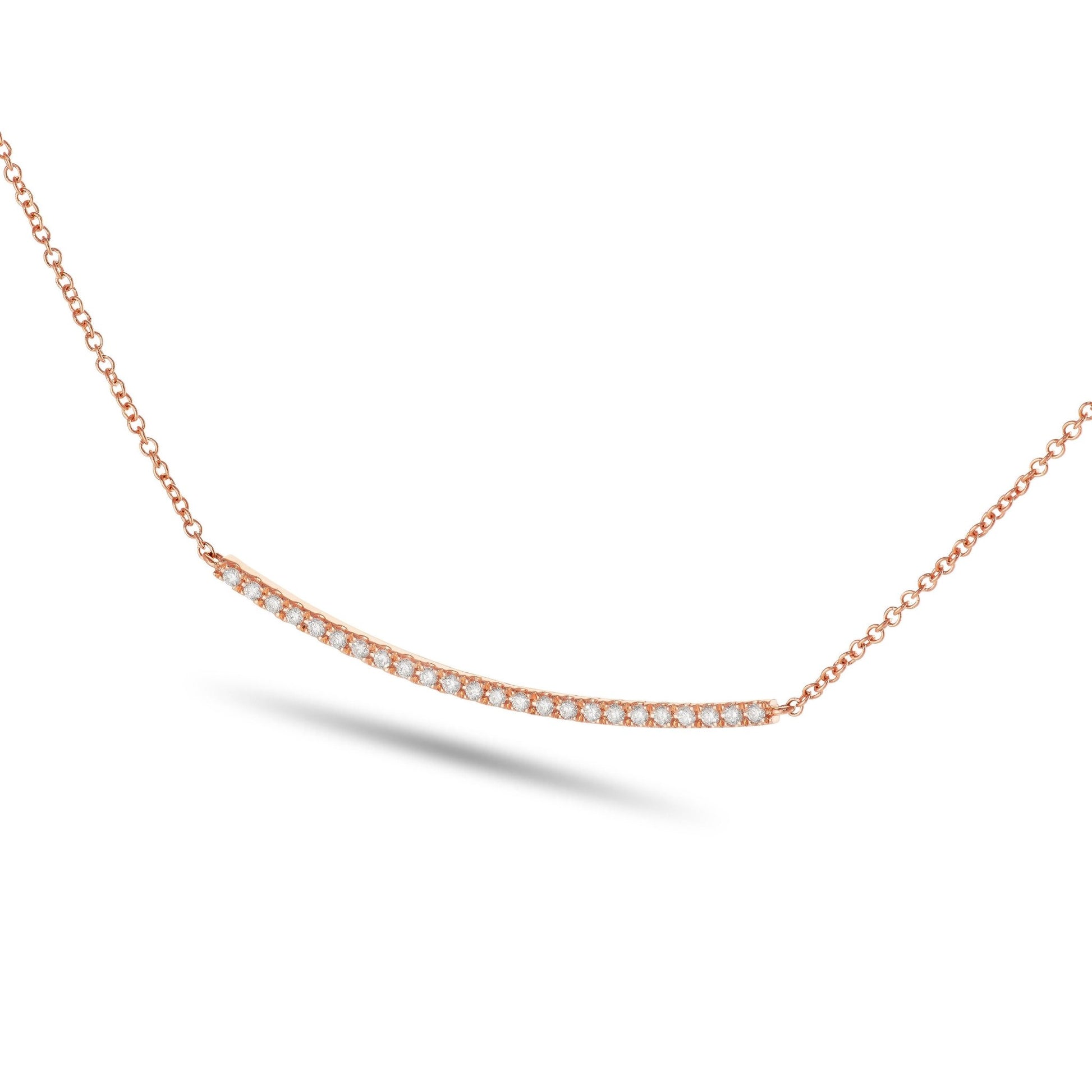 Diamond Curved Bar Necklace - Shyne Jewelers 165-00250 Rose Gold Shyne Jewelers