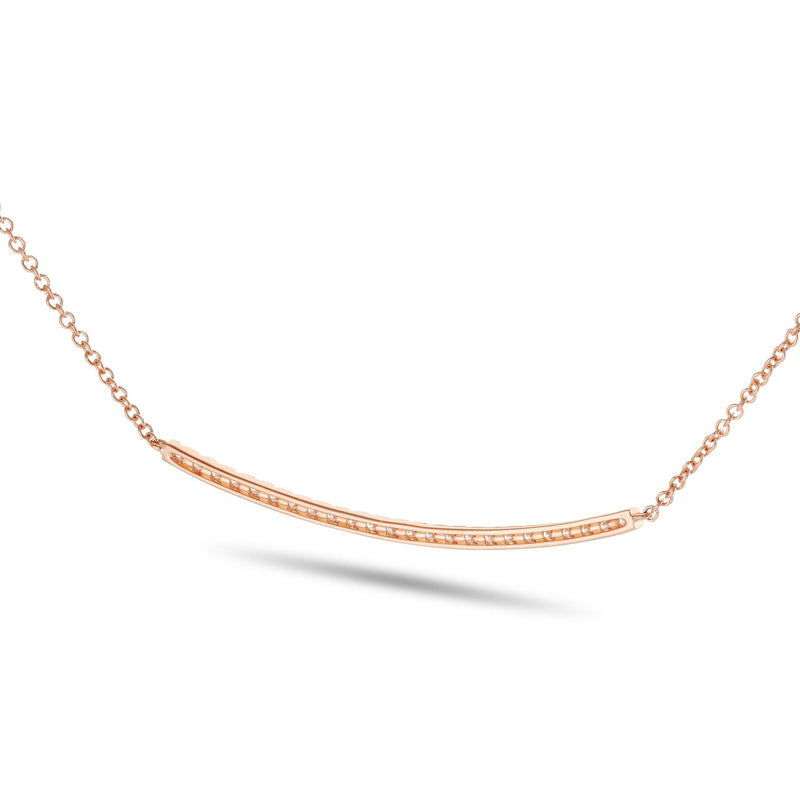 Diamond Curved Bar Necklace - Shyne Jewelers 165-00250 Rose Gold Shyne Jewelers