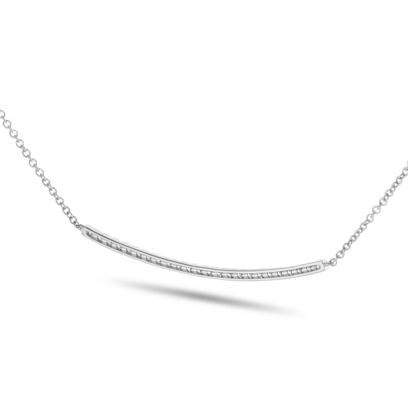 Diamond Curved Bar Necklace - Shyne Jewelers 165-00250 White Gold Shyne Jewelers